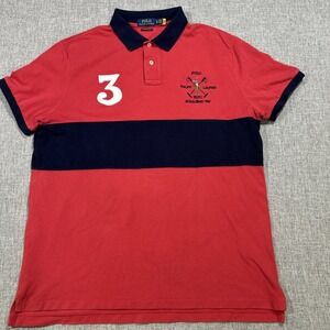 Polo Ralph Lauren Mens Sz XL RLPC Rugby Polo Shirt Colorblock Patch Crest USA